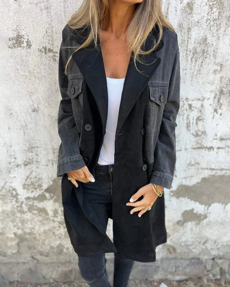 Mirella  - Cappotto in denim e cammello