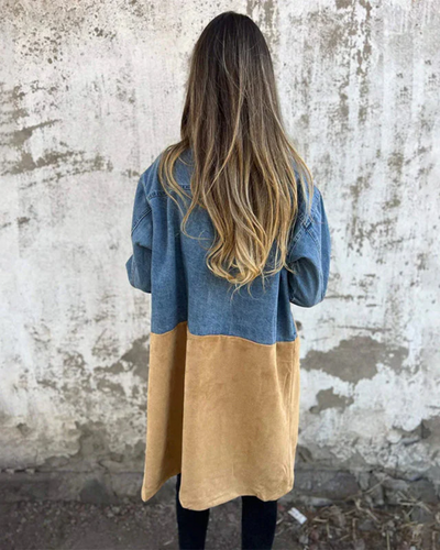 Mirella  - Cappotto in denim e cammello